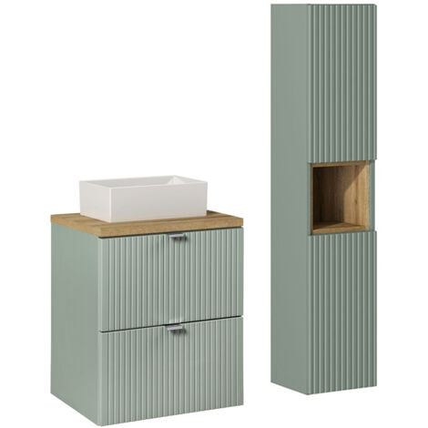 Set di mobili da bagno con lavabo Jade verde e marrone 50cm