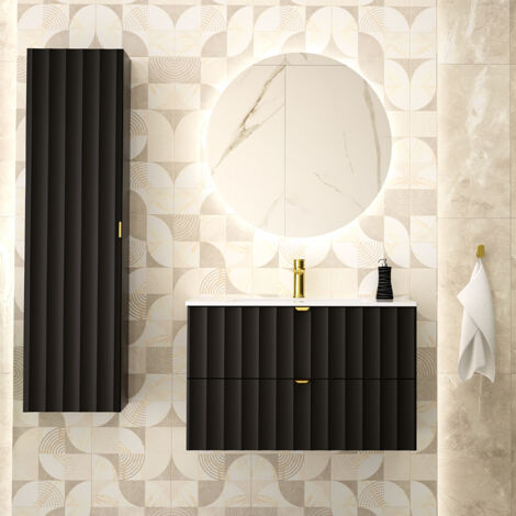 Set di mobili da bagno con lavabo Lexa nero 80cm