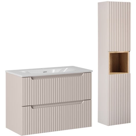 PETITS-MEUBLES Set di mobili da bagno con lavabo Riva cachemire 80cm