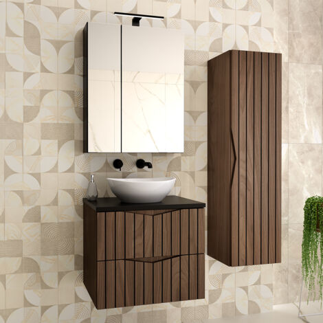 Set di mobili da bagno con lavabo Siena marrone e nero 60cm