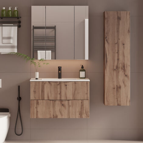 Set di mobili da bagno con lavabo Tao marrone 80cm