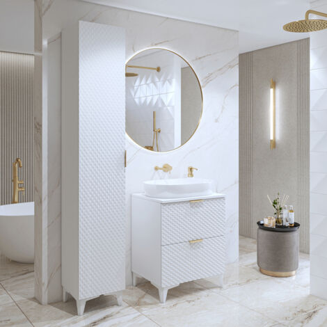 Set di mobili da bagno doppio lavabo Cléa bianco