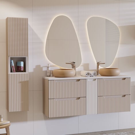 PETITS-MEUBLES Set di mobili da bagno doppio lavabo Riva cachemire 140cm