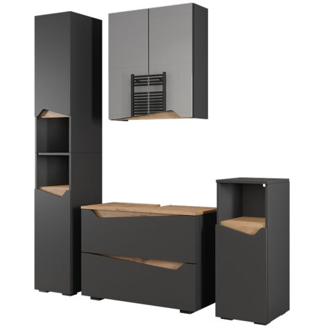 Set di mobili da bagno Marelle, Antracite/Artisan, 4 parti, Vicco