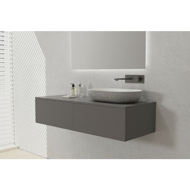 Bernstein - Set di mobili da bagno TLB120 - 120 x 48 x 28 cm - colore selezionabile Grigio morbido opaco