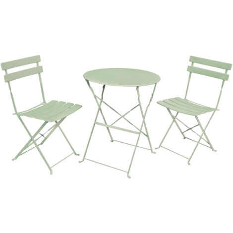 Set di mobili da balcone ORION Tavolo rotondo e 2 sedie nel fresco verde
