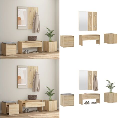 Set di Mobili da Corridoio Rovere Sonoma in Legno Multistrato - Set ingresso - Panca da ingresso