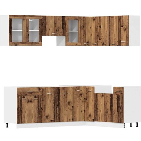 Set di Mobili da Cucina 11 pz Lyon Legno Antico in Truciolato vidaXL