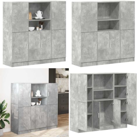 Set di Mobili da Cucina 3 pz Grigio Cemento in Truciolato - Mobili da cucina - Ripiani
