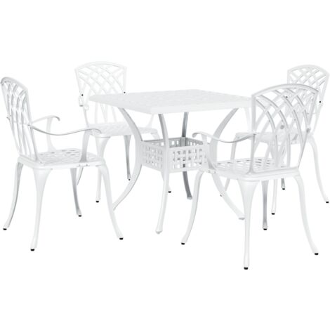 Set di Mobili da Giardino 5 Pezzi in Alluminio Bianco vidaXL