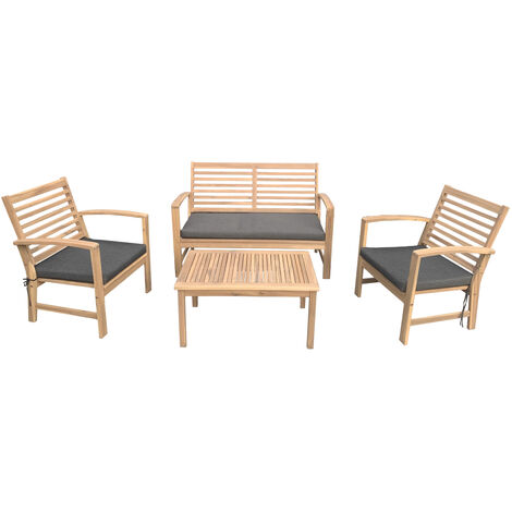 Set di mobili da giardino Acacia Goa 4 posti - cuscini grigi