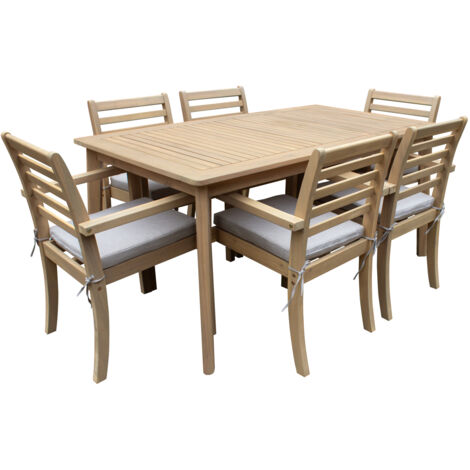 Set di mobili da giardino Acacia SIMILAN 6 posti - cuscini sabbia