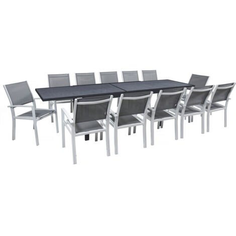 Set di mobili da giardino allungabili "Lagos" - 200/320 x 105 x 76 cm - 12 posti a sedere - Grigio scuro