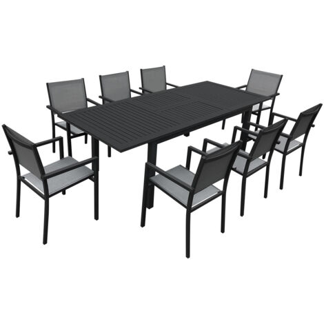 Set di mobili da giardino estensibili in textilene grigio CAPRI 8 posti - alluminio antracite