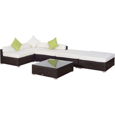 Set di Mobili da Giardino in polyrattan 18 pezzi, marrone