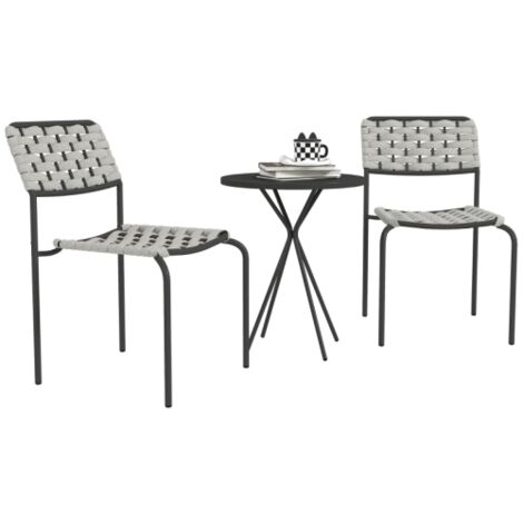 Set di mobili da giardino in polyrattan, set da salotto per esterni da balcone per 2 persone, gruppo di sedute da 3 pezzi con 2 sedie impilabili, tavolo, set da salotto da giardino resistente alle int