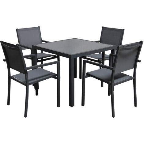 Set di mobili da giardino in textilene grigio BERGAMO 4 posti - alluminio antracite