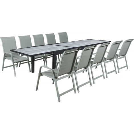 Set di mobili da giardino "Lagos" - 200/320 x 105 x 76 cm -Taupe- Posti a sedere 10