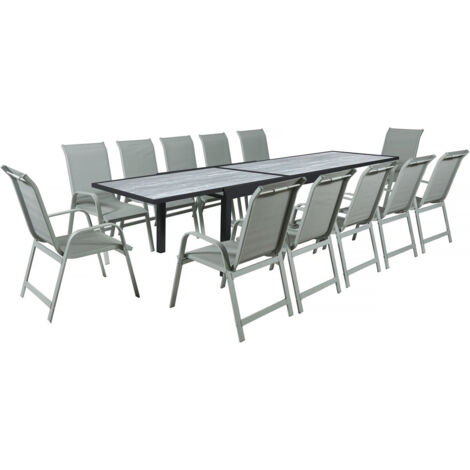 Set di mobili da giardino "Lagos" - 200/320 x 105 x 76 cm - Taupe - Posti a sedere 12