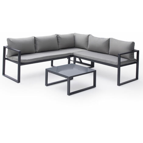 Set di mobili da giardino modulari IBIZA in tessuto grigio 4 posti - alluminio antracite