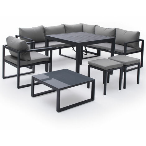Set di mobili da giardino modulari IBIZA in tessuto grigio con 7 sedute - alluminio antracite