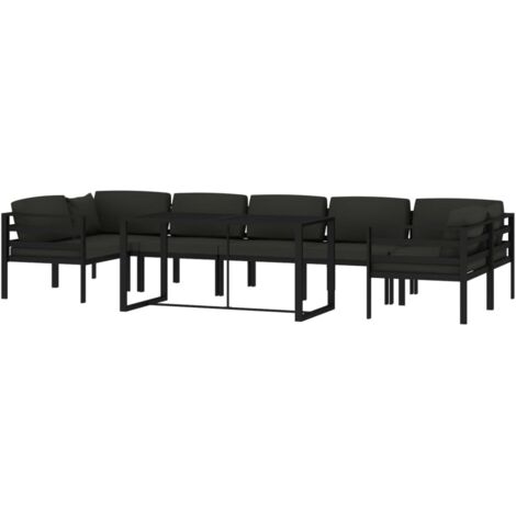 Set di mobili da giardino set di mobili da esterno 8 pezzi con cuscini in alluminio antracite 020017464