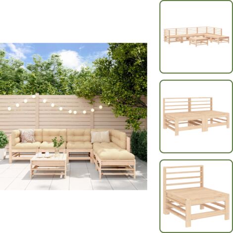 Set di mobili da giardino - vidaXL Set Salotto da Giardino 7 pz in Legno Massello di Pino - Design in legno