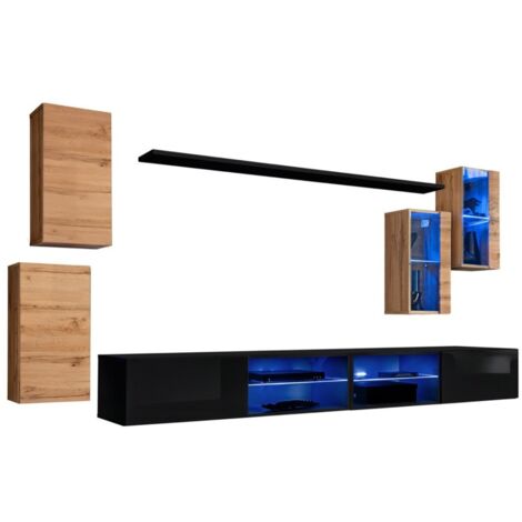 Set di mobili da salotto SWITCH XXV design, colore quercia e nero.