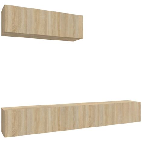 Set di mobili mobile credenza TV televisione soggiorno camera da letto soggiorno 3 pezzi rovere Sonoma multistrato marrone 020024621