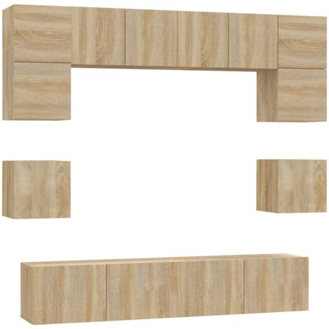 Set di mobili mobile credenza TV televisione soggiorno camera da letto soggiorno 8 pezzi rovere Sonoma multistrato marrone 020025311