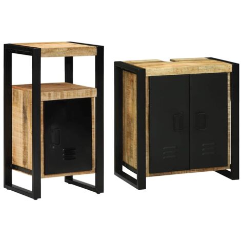 Set di mobili per il bagno 2 pcs Legno di mango massello vidaXL