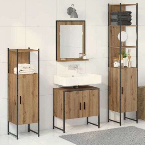 Set di mobili per il bagno 4 pcs Marrone 33 x 33 x 185.5 cm vidaXL