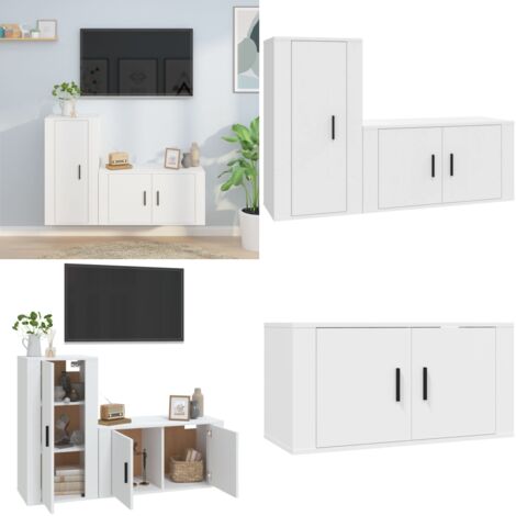 Set di Mobili Porta TV 2 pz Bianco in Legno Multistrato - TV in legno - Mobili per soggiorno