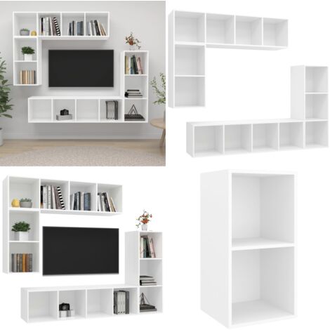 Set di Mobili Porta TV 4 pz Bianco in Legno Multistrato - Mobile TV - Armadio porta TV