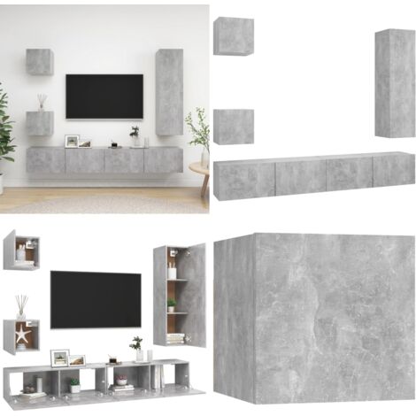 Set di Mobili Porta TV 5 pz Grigio Cemento in Legno Multistrato - Mobile TV - Set armadi TV