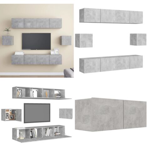 Set di Mobili Porta TV 6 pz Grigio Cemento in Legno Multistrato - Set armadi tv - Armadio tv in legno