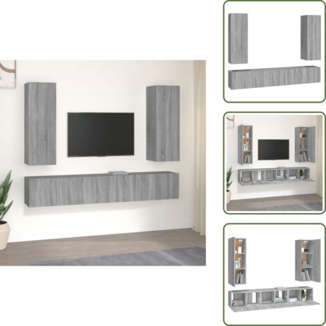 Set di mobili TV grigio Sonoma - vidaXL Set di Mobili Porta TV 5 pz Grigio Sonoma in Legno Multistrato -