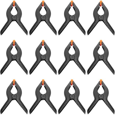 Set di morsetti a molla da 12 pezzi da 6 pollici, morsetto in plastica di nylon Morsetto resistente con ganasce flessibili e maniglie antiscivolo per sfondi di lavorazione del legno Studio fotografico