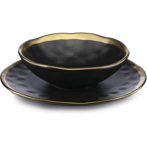 Set di otto piatti LIASA BLACK GOLD