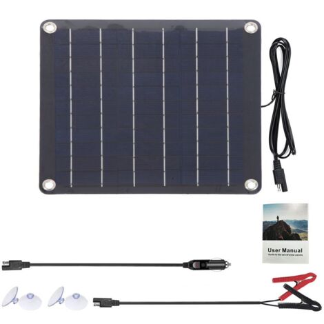 Set di pannelli solari policristallini, potenza 10W, 12V, grado di protezione IP65, design moderno, materiale policristallino/ABS, nero