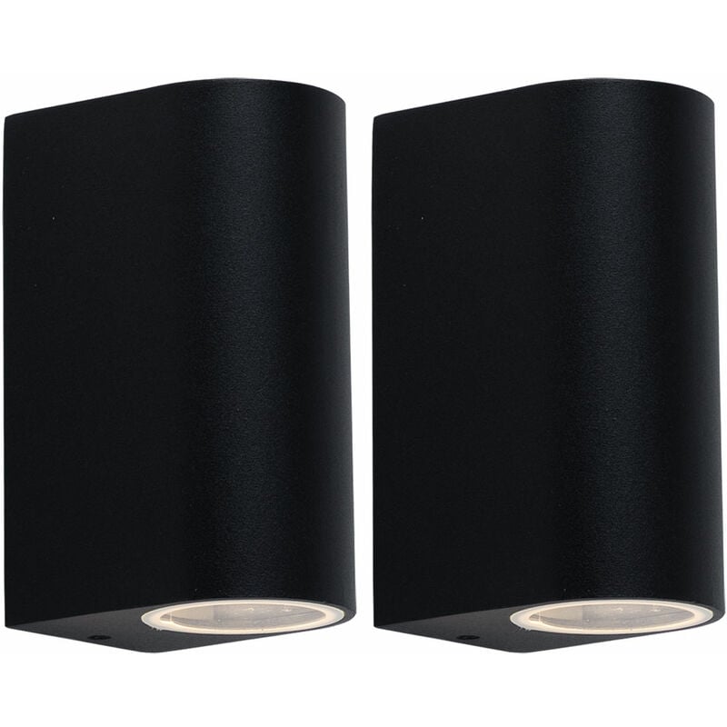 Image of Lampada da esterno Up & Down lampada da parete nera da esterno GU10 lampada da facciata in alluminio per esterni, 2x GU10, LxA 6,5x14,5 cm, set di 3
