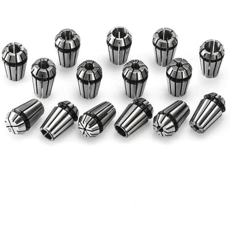 Set di pinze a molla di precisione ER11 da 15 pezzi per tornio per fresatura e incisione CNC, da 1,0 mm a 7,0 mm e 1/4", 1/8"