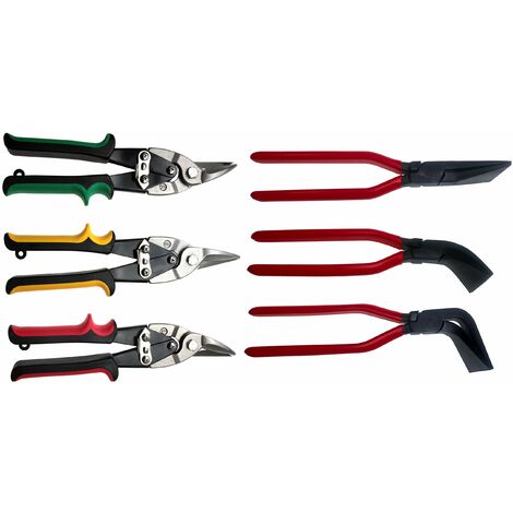 Set di pinze a pinza per piegatura + forbici per lamiera (sinistra - destra - dritta) per il taglio e la piegatura di lamiere - Pinza piegatrice diritta 0° inclinata 90° 45° per tettuccio/timbro