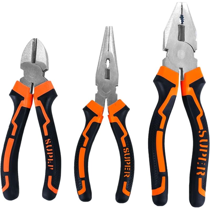 Set di pinze da 3 pezzi, set di pinze per gioielli, set di pinze a punta fine, set di pinze combinate, set di pinze a taglio laterale per