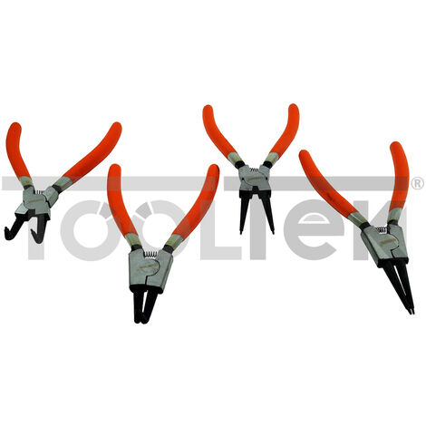 SET DI PINZE PER ANELLI ELASTICI SEEGER DA 4pz 175mm D.19-60mm PRO FERMI INTERNI