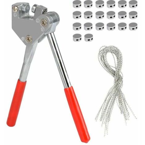 Set di pinze per sigillatura con piombino rosso da 10 mm, manico in plastica (1 pinza per sigillatura cavi + 20 fili + 20 fili per sigillatura)