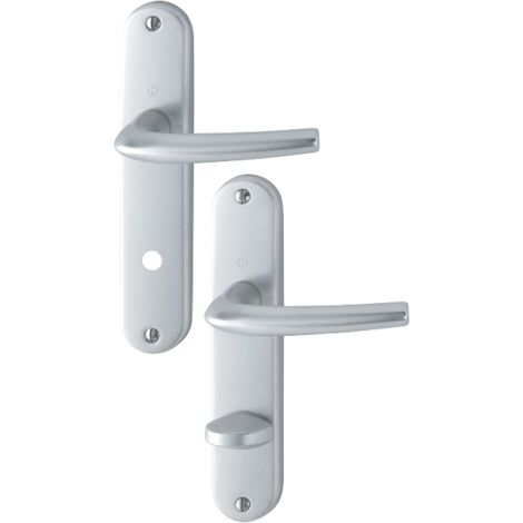 Maniglia paris hoppe per porta interna, rosetta e nottolino wc, quadro 8  mm, porta 40 mm, alluminio finitura argento f1