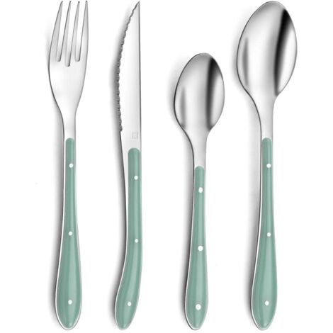 Set di Posate Amefa Bistro Verde Metallo 24 Pezzi