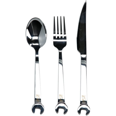 Set di Posate KS Tools 3 pezzi nero rosso acciaio inox