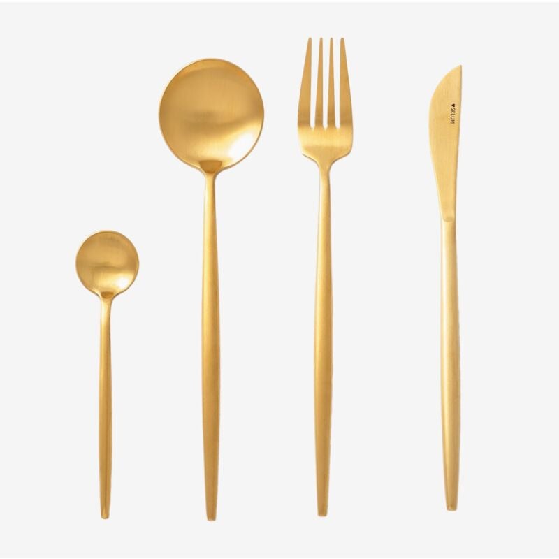 Sklum - Set di posate Noya Metal Opaco 16 pz. Oro opaco